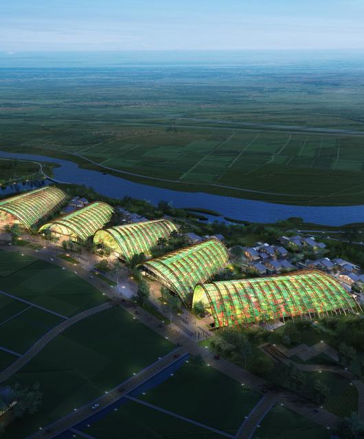 01_Tianfu_Agricultural_Expo_cStructureCraft | © Die fünf Hallen des Projektes Tianfu Agricultural Expo umfassen eine Fläche von rund 75.000 m². © StructureCraft